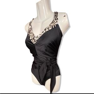 Vintage 1970s Gottex black and white Luxury Designer Swimsuit